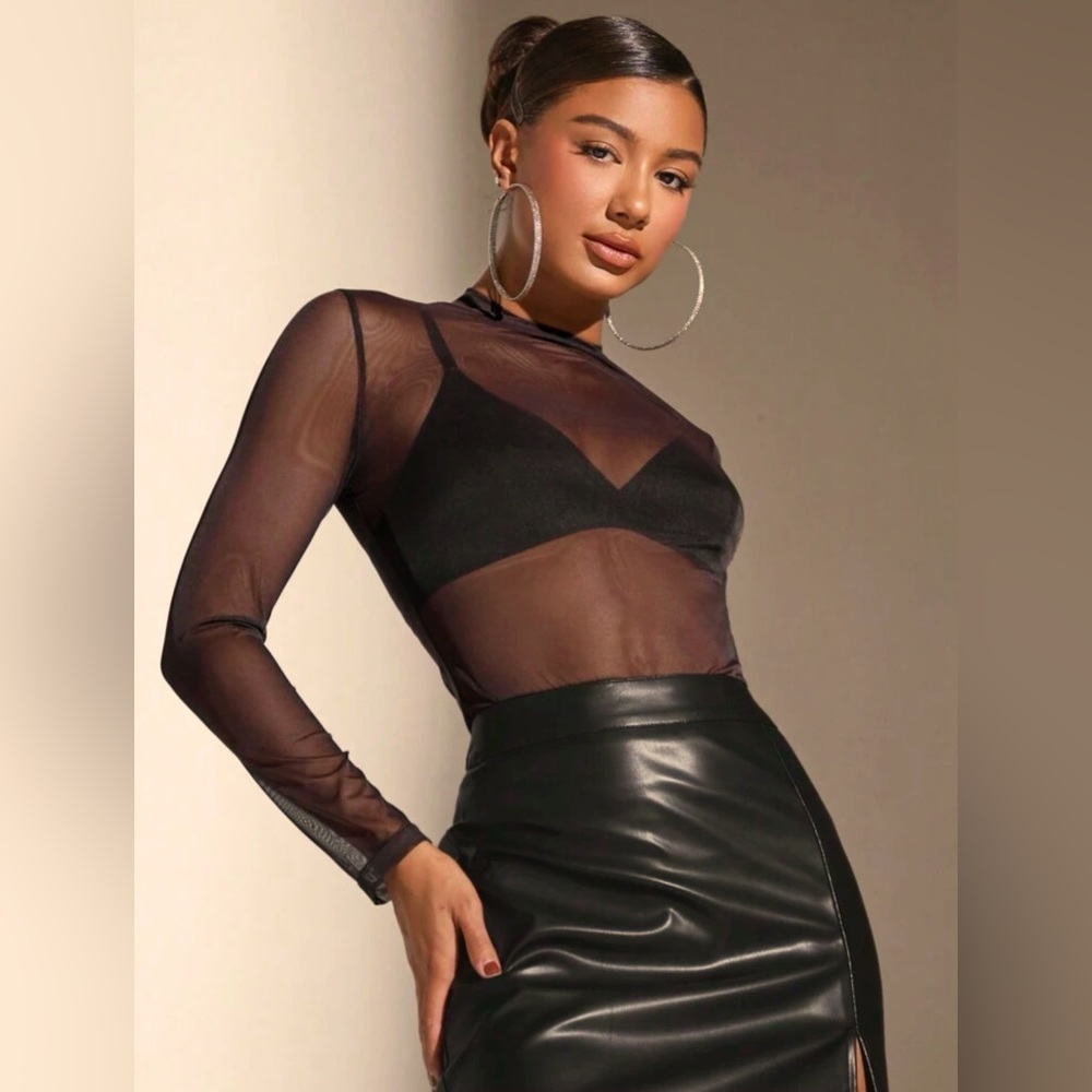 Sheer Mesh Long Sleeve Top